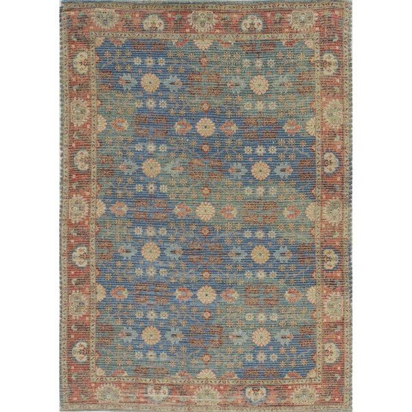 Homeroots 5 x 7 ft. Jute Blue & Red Area Rug 352369 - main